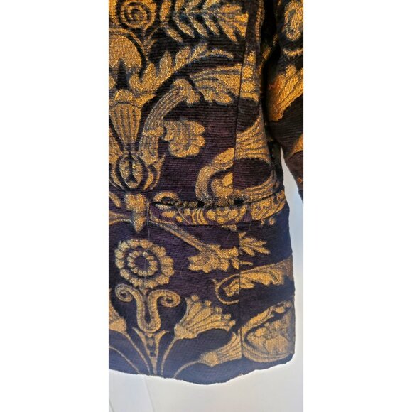 Vintage Erin London Brocade Blazer Gold Black Floral Tapestry Jacket Small - Picture 4 of 9